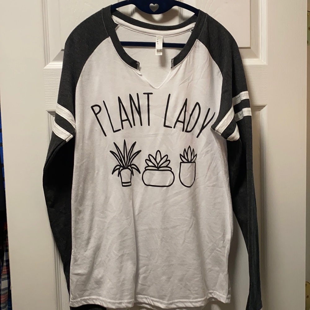 NWOT Plant Lady long sleeve varsity raglan